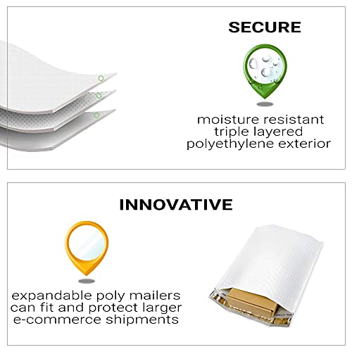 25 Pack Expandable Bubble Mailers 8.5 x 11.25 x 4 Gusseted Padded