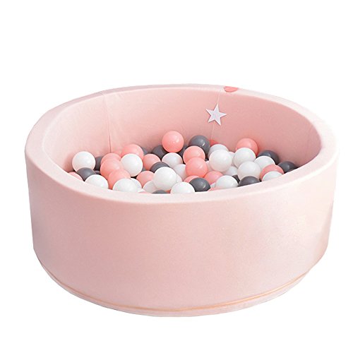 Wonder Space Deluxe Kids Round Ball Pit, Premium Handmade Kiddie Balls Pool, Soft Indoor Outdoor Nursery Baby Playpen, Ideal Gift Play Toy for Children Toddler Infant Boys & Girls (Light Pink)