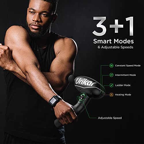 Urikar Heated Massage Gun for Athletes, Electric Handheld Deep Tissue