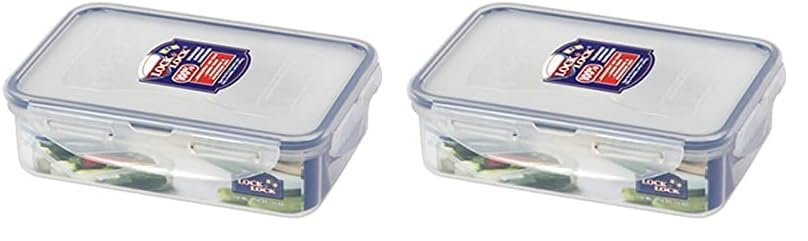 LocknLock Rectangular 550ml (179 x 127 x 53mm), Clear/Blue (Pack of 2)
