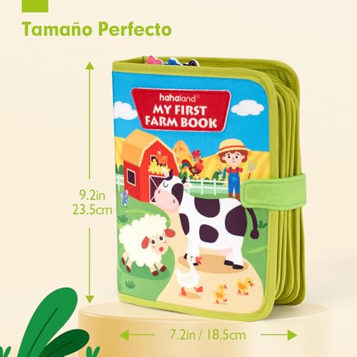 hahaland Montessori Book 1 Year - 20 in 1 Busy Activity Board, Interactive Book Montessori Toys for Children 1 2 3 Years - 10 Pages Animals Farm
