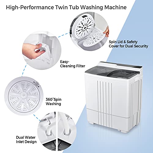Giantex Portable Washing Machine, Twin Tub Washer and Dryer Combo