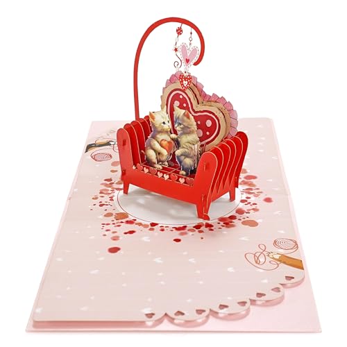 CUTPOPUP Cute Cat Couple – Anniversary Card, 3D Birthday Card, Wedding Greeting Card, Gift Card, Original Gifts for Women (Cute Cat Couple) US8-AN151ES