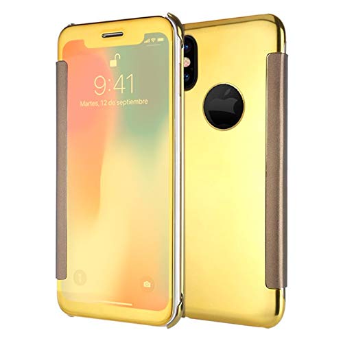 Cool Flip Cover for iPhone X/iPhone XS Clear View Gold