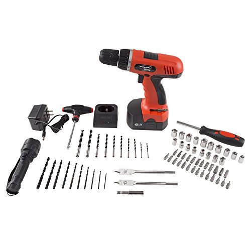 Cordless Drill Set78 Piece Kit, 18Volt Power Tool with Bits, Sockets