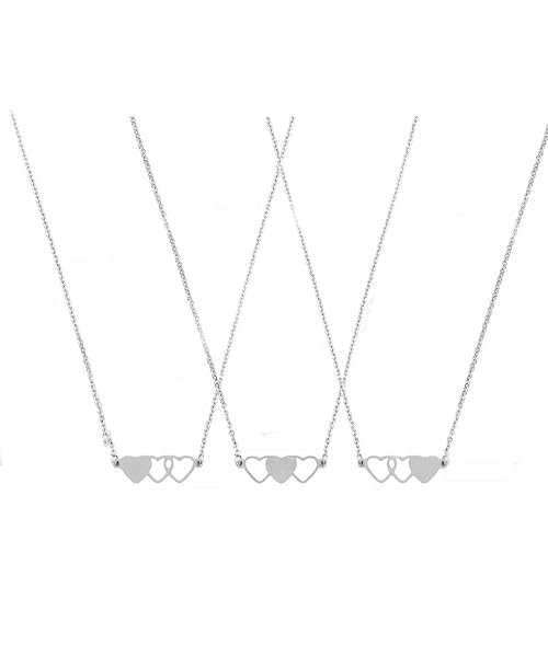VGRDTW Trio BFF Necklace Set for 3 Friends - Perfect Matching Jewellery for Girls, Best Friends & Sisters - Everyday Wear to Special Occasions