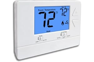 MIUPUTAKE NonProgrammable Thermostat for House, Digital Energy-Saving Thermostat,Single-Stage Systems, 1 Heat/1 Cool, Easy DIY Install, Blue Backlight