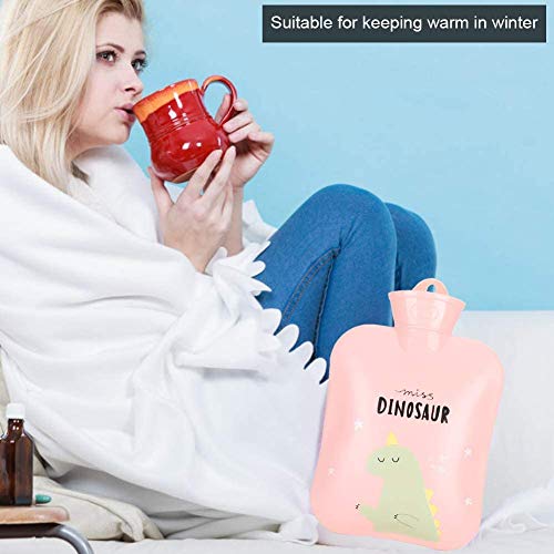 Hot Water Bottle Rubber Warm Water Bag with Soft Plush and Knit Cover,Hot Water Bag for Neck and Shoulder, Back, Legs,Waist Warm (1000ML)