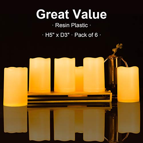 Amagic 5" x 3" Outdoor Waterproof Flameless Candles Set of 6, Battery