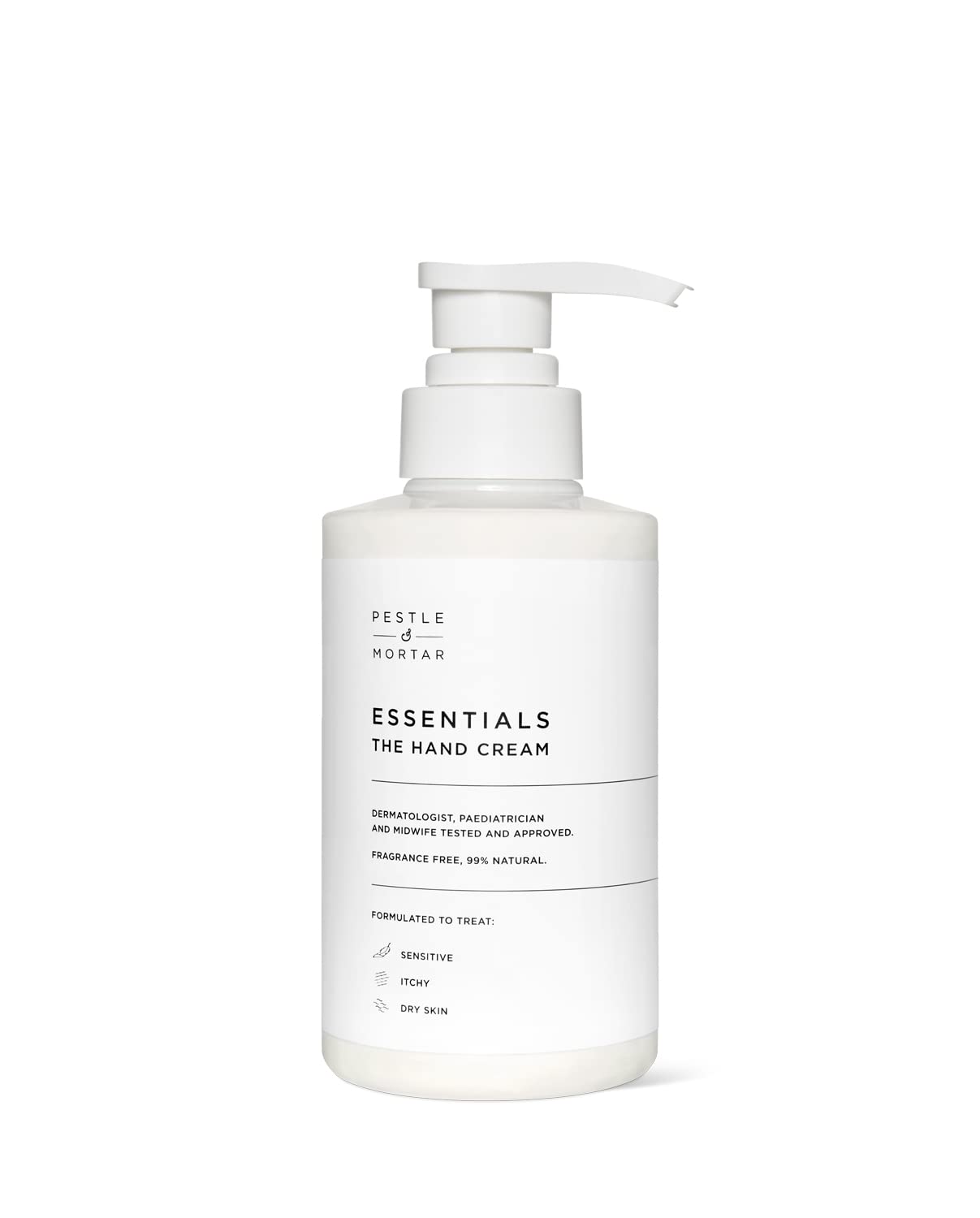 Pestle & Mortar Essentials The Hand Cream Moisturiser 300ml| Fast absorbing with Shea Butter for Dry, Eczema-prone and Psoriasis-prone skin, Dermatologically tested, midwife approved