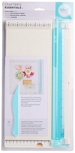 We R Memory Keepers Trim and Score Board, Includes 12x12 Inch Board and One Scoring Tool, Uses V3 Side Blade, Cuts Large Scrapbook Pages, Sturdy Locking, Precise Blades, With Storage Compartment