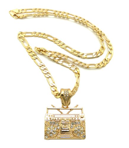 Stone Stud Ghetto Blaster Micro Pendant with 5mm 24