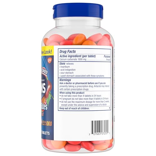 TUMS CHEWY BITES CHEWABLE ANTACID TABLETS FOR ULTRA STRENGTH HEARTBURN RELIEF, GREAT FOR A SUMMER BBQ- MIXED FRUIT – 200 COUNT