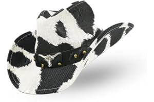 FuocoWear Cowboy Hat Men's Women's Classic Straw Cowgirl Hat -