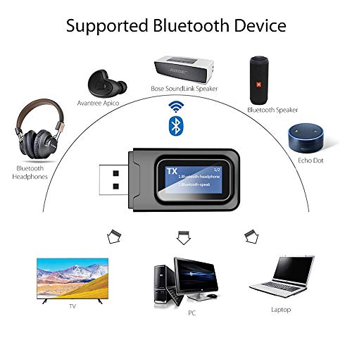 ZIIDOO Visualization Bluetooth Transmitter and Receiver,USB Bluetooth 5