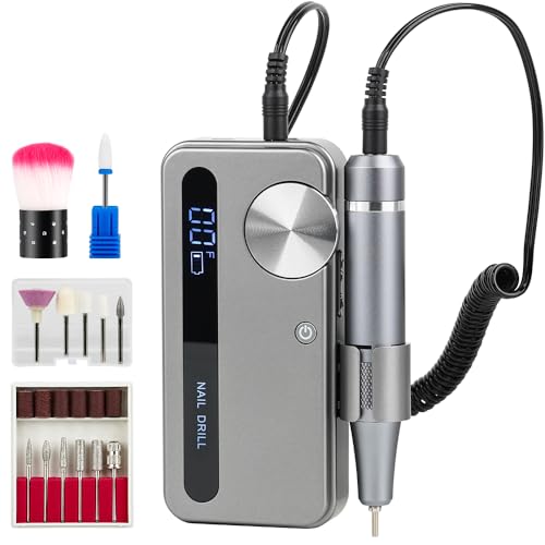 JESWO Drill para Uñas Profesional 35000 RPM, 6 en 1 Pulidora para Uñas, Torno Electrico para Uñas, Velocidad Regulable, Poco Ruido para Manicura y Pedicura Profesional