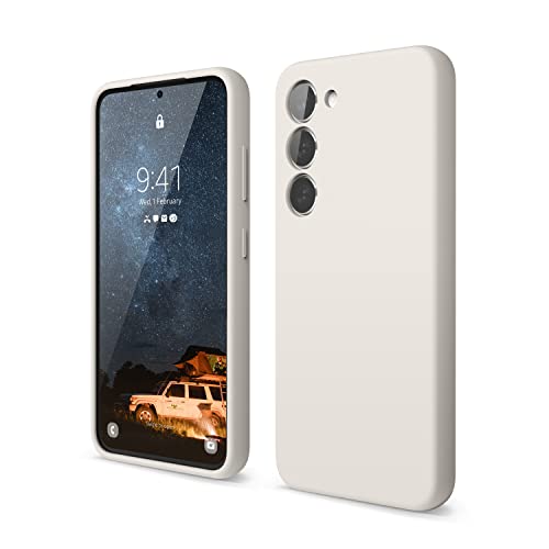 elago Compatible with Samsung Galaxy S23 Case, Liquid Silicone Case, Full Body Protective Cover, Shockproof, Slim Phone Case, Anti-Scratch Soft Microfiber Lining, 6.1 inch (Stone)