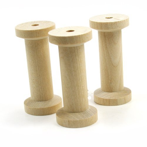 Mylittlewoodshop - Pkg of 25 - Spool - 2-3/4 inches tall and 1-1/4 inches wide with 5/16 hole unfinished wood(WW-SP9500-26)