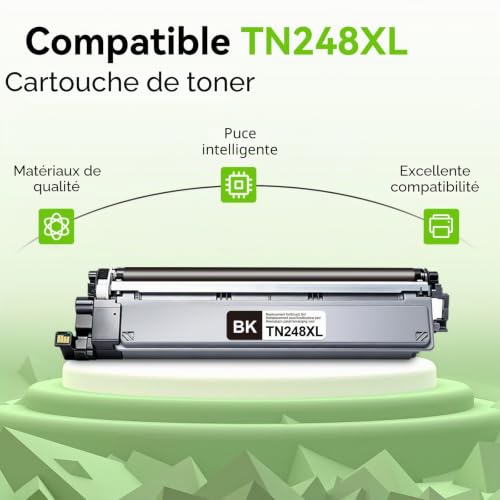 Swiss Toner TN248XL TN248 Toner Compatible with Brother MFC-L3740CDWE MFC-L3760CDW DCP-L3560CDW DCP-L3520CDW HL-L3220CWE HL-L3220CW Toner TN 248XL TN 248 (With Chip, Pack of 2)