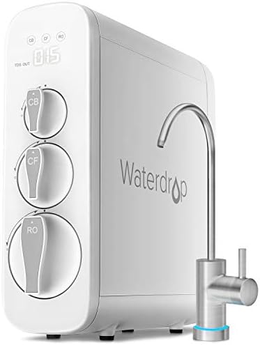 Waterdrop RO Reverse Osmosis Drinking Water Filtration System, NSF Certified, TDS Reduction, 400 GPD Fast Flow, Tankless, Compact, Smart Faucet, 1:1 Drain Ratio, UL Listed Power, USA Tech, WD-G3-W