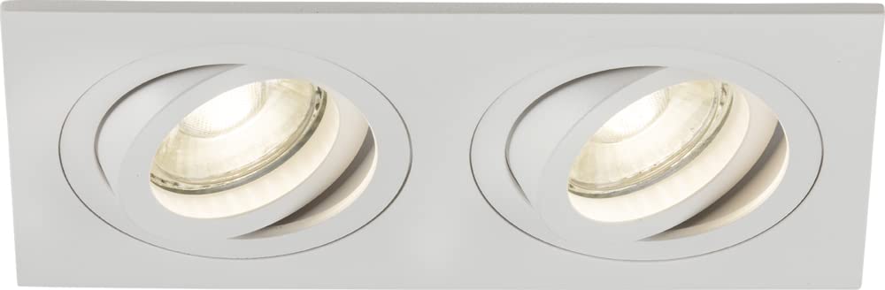 Knightsbridge Downlight, Aluminium, White, Twin