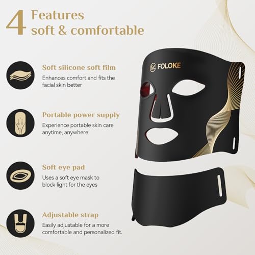 LED Light Therapy Mask Skin Care Mask, LED Red 630±5nm & NIR 830nm Wavelength for Home Use