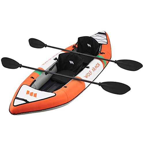 WOLF ARMOR Inflatable Recreational Touring Kayak with EVA Padded Seats
