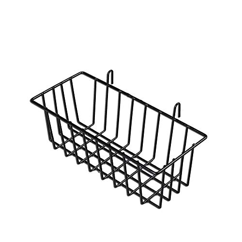 Wall Grid Basket, Wire Basket With Hook, Wall Mount Organizer for Wall Grid Panel(Black120)