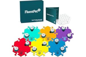 FluentPet Speak Up Key Vocab Kit with Clearer Upward-Facing Sound - 12 Recordable Buttons w/Pre-Installed Batteries, 6 HexTile Button Mats | Training Dog & Cat Communication Buttons