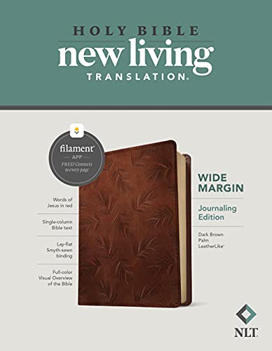 NLT Wide Margin Bible, Filament Enabled (LeatherLike, Dark Brown Palm, Red Letter) NLT Wide Margin Bible, Filament Enabled (LeatherLike, Dark Brown Palm, Red Letter) Imitation Leather