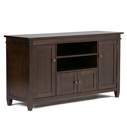 Simpli Home 3AXCCRL-08 Carlton Solid Wood TV Media Stand in Tobacco Brown  For TVs upto 60 inches
