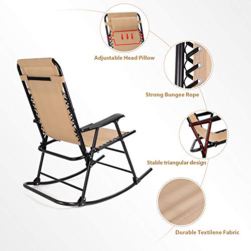 Flamaker Patio Rocking Chair Zero Gravity Chair Outdoor Folding