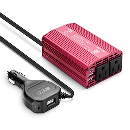 BESTEK Upgraded 300W Power Inverter for Car, Inverter DC 12V to 110V AC ...