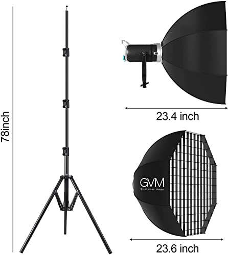 GVM LED Video Light with Softbox, 200W Bowens 3200K-5600K COB Photography Light with Tripod, App and DMX Control, LED Studio Continuous Light for Photography, Video, Interview, YouTube, Film 93000Lux/0.5 m