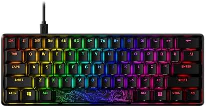HyperX Alloy Origins 60 - Mechanical Gaming Keyboard, Ultra Compact 60% Form Factor, Double Shot PBT Keycaps, RGB LED Backlit, NGENUITY Software Compatible - Linear HyperX Red Switch,Black