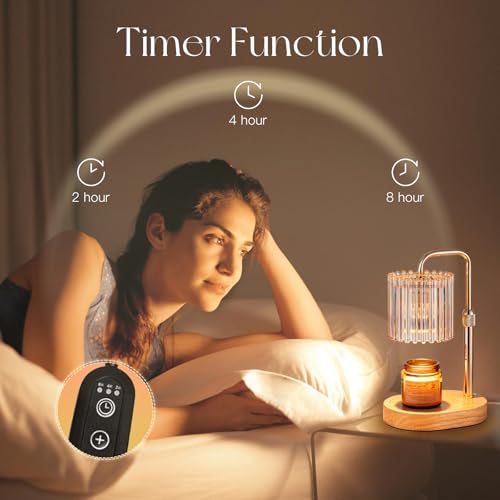 Candeldo Candle Warmer Lamp with Timer: Gold Candle Warming Lamp with 2 Bulbs Height Adjustable Wax Melt House Warming Gift New Home Decor Birthday Gift for Women