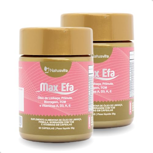 Kit 2und 120 cápsulas Max Efa (Óleo de Linhaça, Prímula, Borragem com TCM e Vitaminas A, D3, K e E)