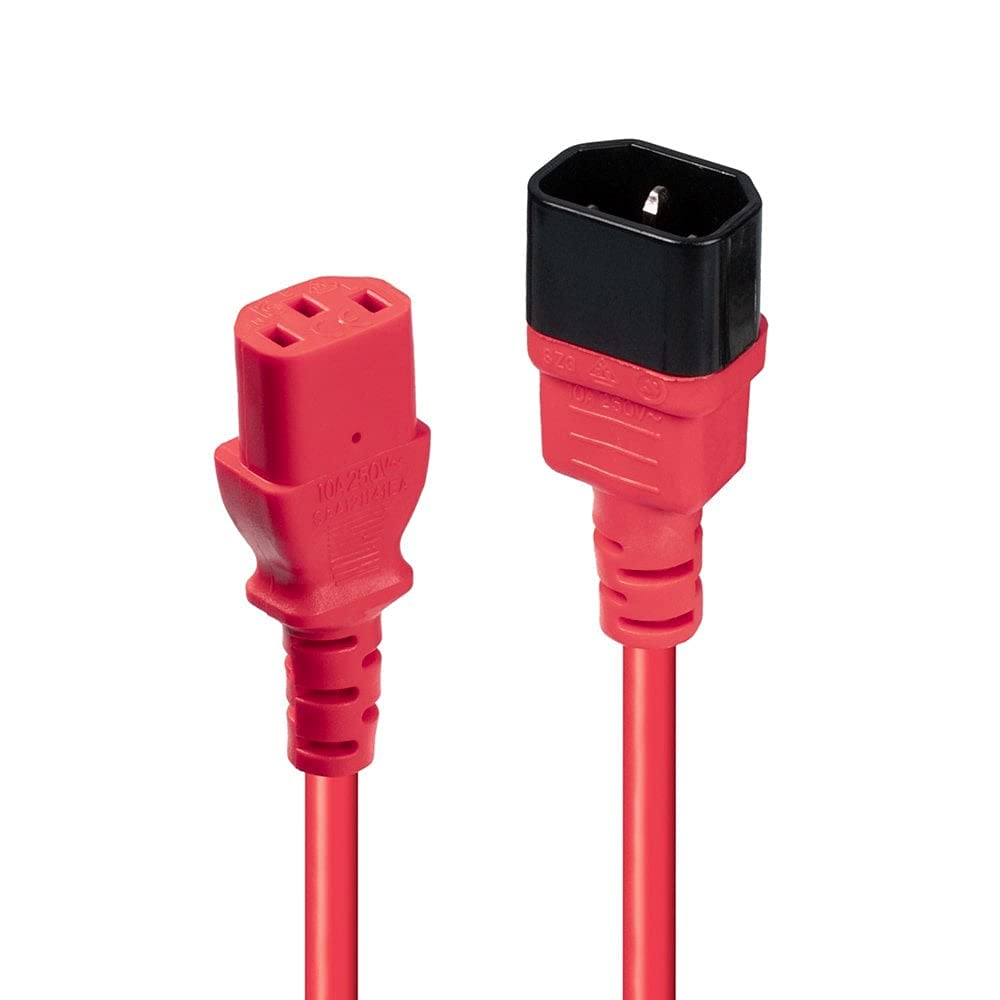 Lindy 2m IEC C14 to IEC C13 Extension Power Cable, Red