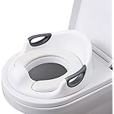 Potty Training Seat For Kids Boys Girls Toddlers Toilet Seat For Baby With Cushion Handle And Backrest Toilet Trainer For Round And Oval Toilets (White)