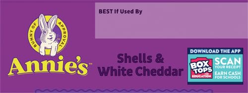 ANNIE’S SHELLS AND WHITE CHEDDAR, MADE WITH ORGANIC PASTA AND REAL CHEESE, 6 OZ