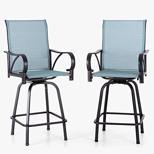 PHI VILLA Outdoor Swivel Bar Stool Chairs, Bar Height Patio Chair with