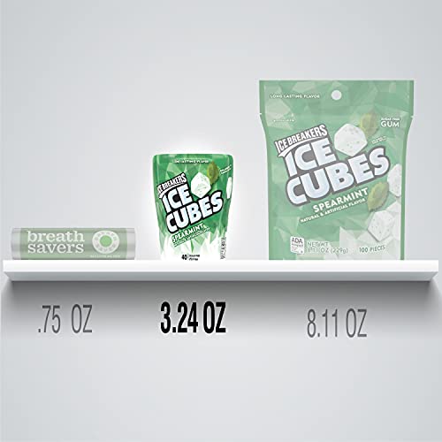 ICE BREAKERS ICE CUBES Spearmint Sugar Free Chewing Gum, Made with