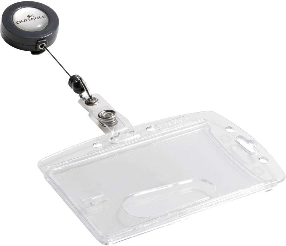 Durable Acrylic Security Pass Holder 54 x 86 mm with Badge Reel Transparent | Pack of 25 Badges | Ideal for Holding Swipe Cards, ID Cards, etc.