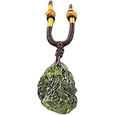 DYFUHO Moldavite Crystal Meteorite,Raw Stone Tektite Neckalce Czech Meteorite Pendants,Rough Gemstone Necklace,Green