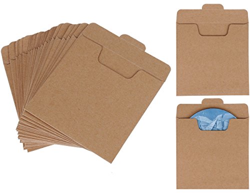 Vastar 100 Packs CD Sleeves Kraft Paper DVD Envelopes CD Paper 