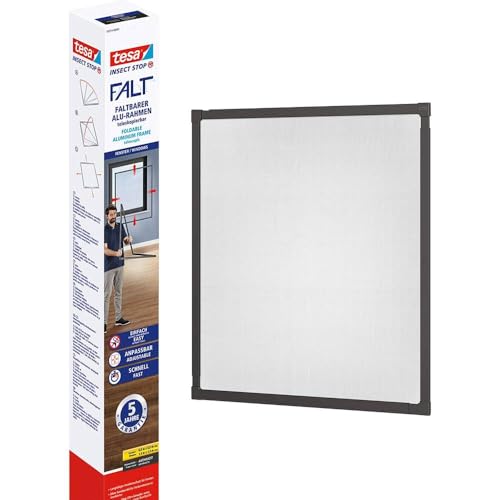 tesa Insect Stop FALT Fliegengitter Fenster - 80-140 cm - Anthrazit