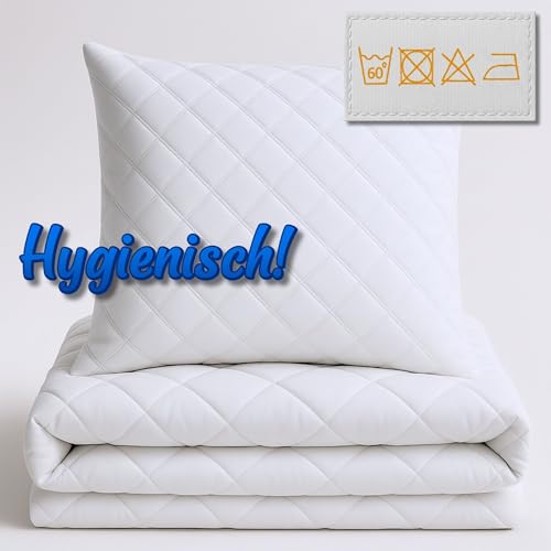 All-Season Duvet 140 x 200 cm, Quilt, Sleeping Blanket, Warm Duvet, White, Microfibre, Set: 2 x White Duvets