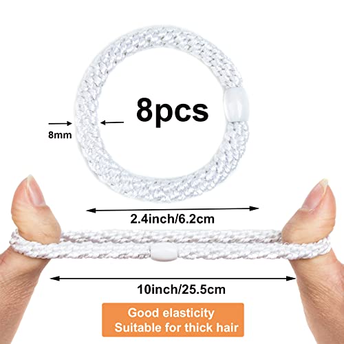 GYGYL 8Pcs Mixed Color Hair Ties for Women Girls, Elastics Hair Bands Ponytail Holders for Thick Hair, No Damage No Crease Hair Elastics(Style 12)