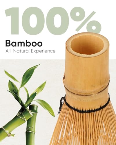 Matcha Whisk, Bamboo Whisk for Matcha Powder, Handcrafted Organic Traditional Japanese Chasen, 100-Prong Matcha Stirrer Wisk Mixer Brush for Authentic Tea Preparation