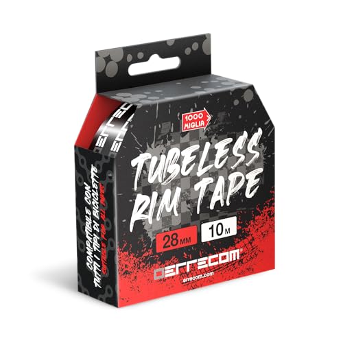 Errecom Tubeless Rim Tape 10 m x 28 mm, Adhesive Tape for Tubeless Conversion, Ultra Resistant, Contains 4 Seal Patches